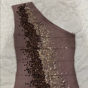 Neutral tones sequin dress